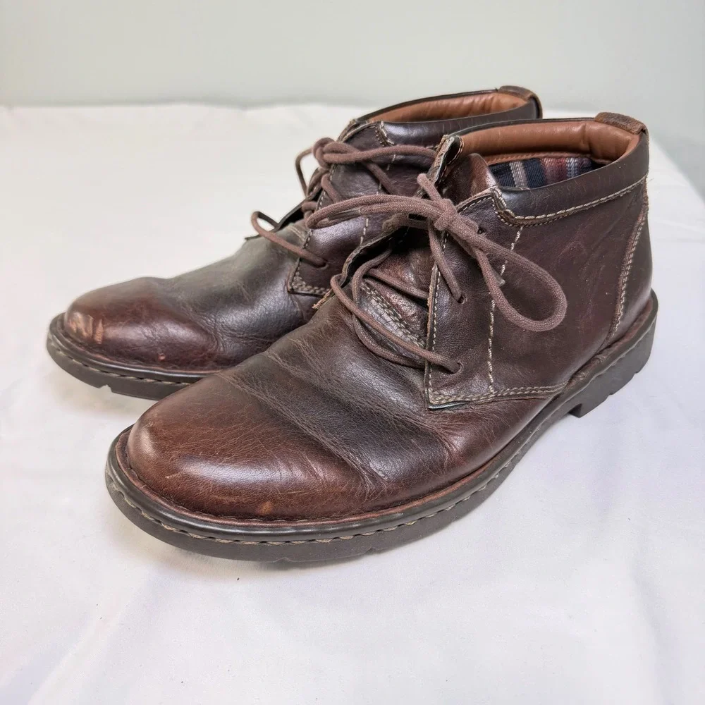 Clarks‎ Stratton Limit Lace Up Chukka Ankle Boots in Brown Leather Size 8